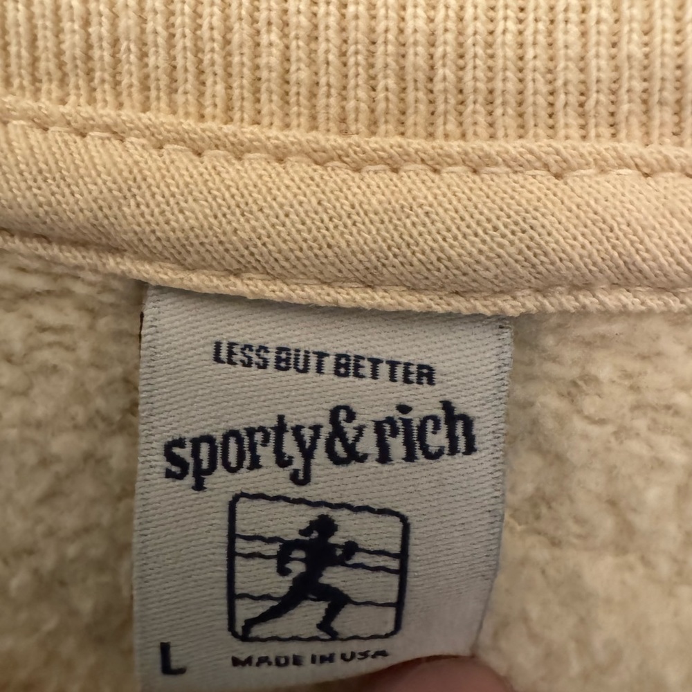 Sporty & Rich Unisex Men’s & Women’s Pale Yellow Cotton Sweatshirt Size Large - Picture 4 of 5
